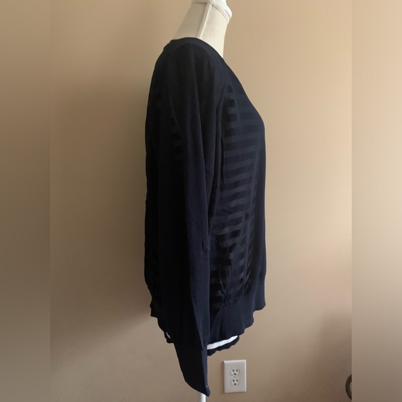 Blue Double Layered Sheer Top Blouse Shirt - Picture 3 of 8